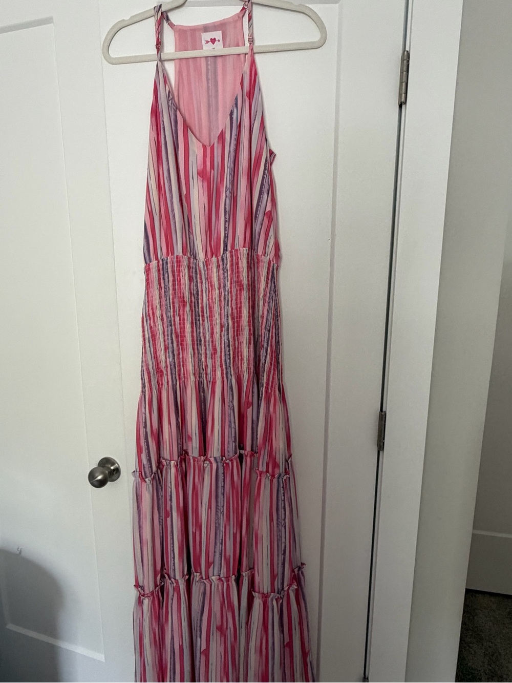 Buddy Love Pink Stripe Tiered Maxi Dress
